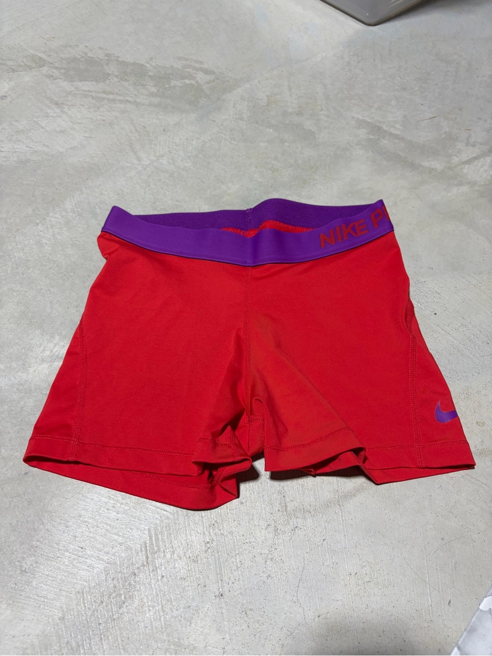 Nike pro Red Performance Shorts with Purple Waistband medium